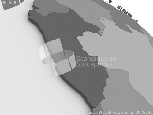 Image of Peru on grey 3D map