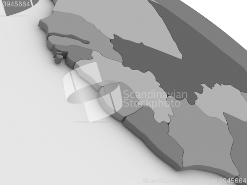 Image of Liberia, Sierra Leone and Guinea on grey 3D map