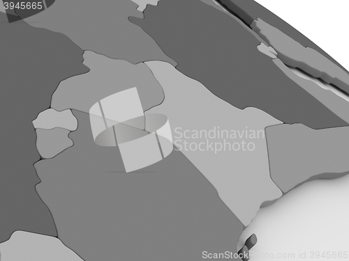 Image of Kenya, Uganda, Rwanda and Burundi on grey 3D map