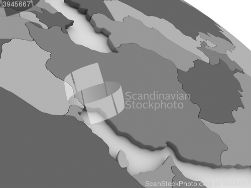 Image of Iran on grey 3D map