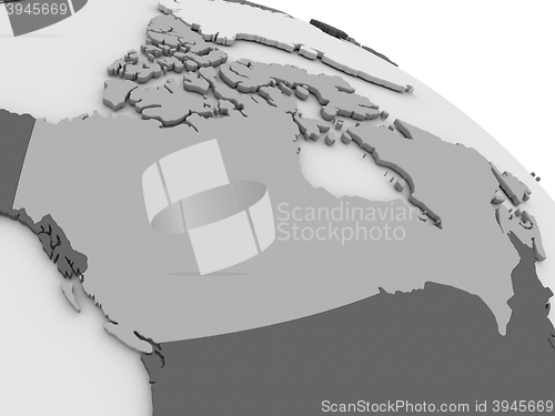 Image of Canada on grey 3D map