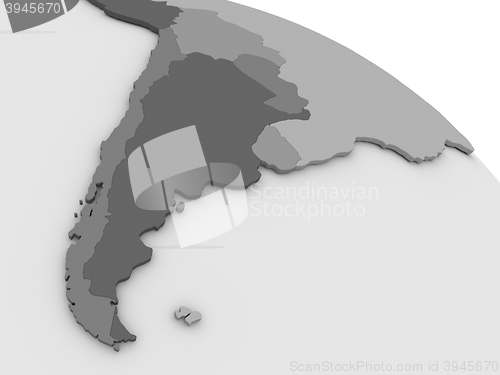 Image of Argentina and Chile on grey 3D map