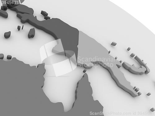 Image of Papua New Guinea on grey 3D map