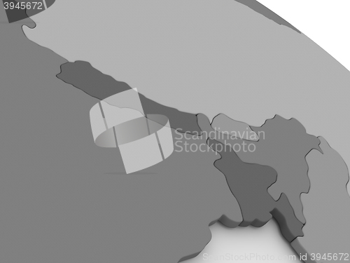 Image of Nepal and Bhutan on grey 3D map