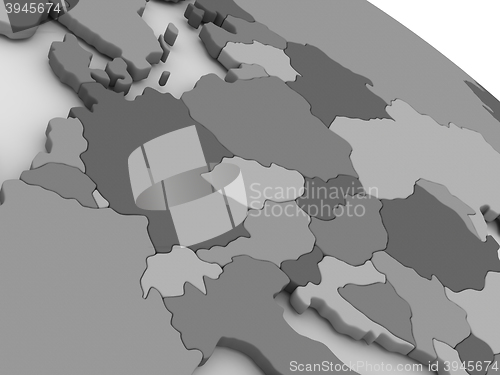 Image of Central Europe on grey 3D map