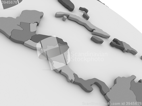 Image of Central America on grey 3D map