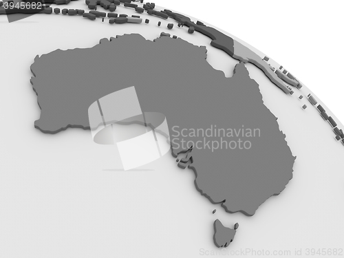 Image of Australia on grey 3D map