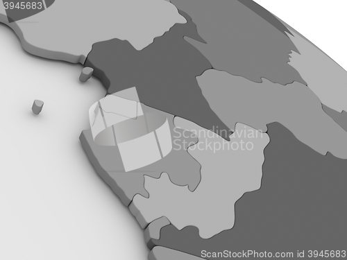 Image of Cameroon, Gabon and Congo on grey 3D map