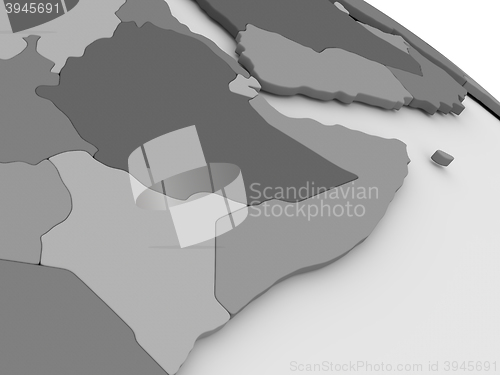 Image of Somalia and Ethiopia on grey 3D map