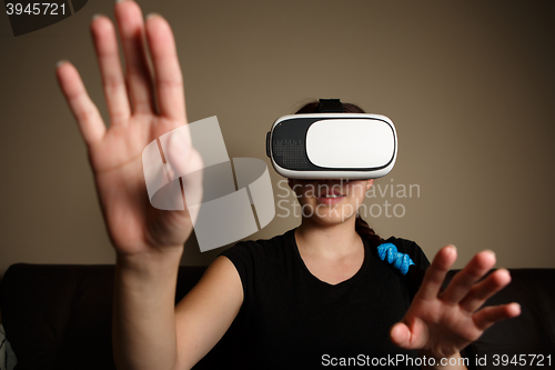 Image of Woman with glasses of virtual reality