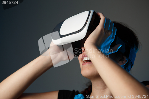 Image of Woman using the virtual reality headset