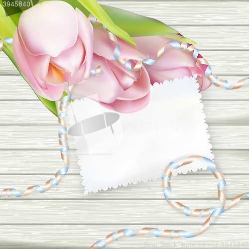 Image of Paper card with tulips. EPS 10