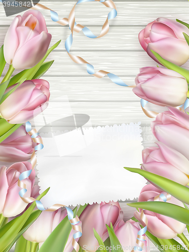 Image of Paper card with tulips. EPS 10