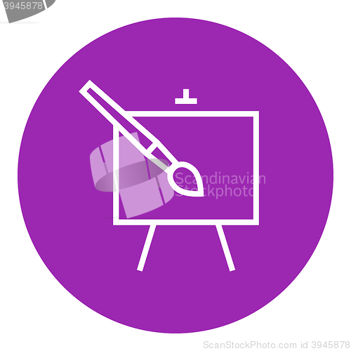Image of Easel and paint brush line icon.