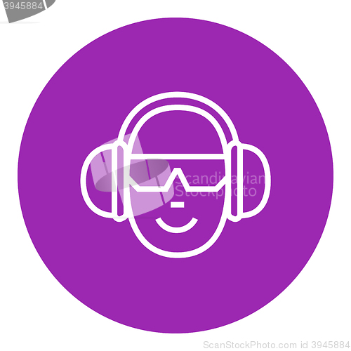 Image of Man in headphones line icon.