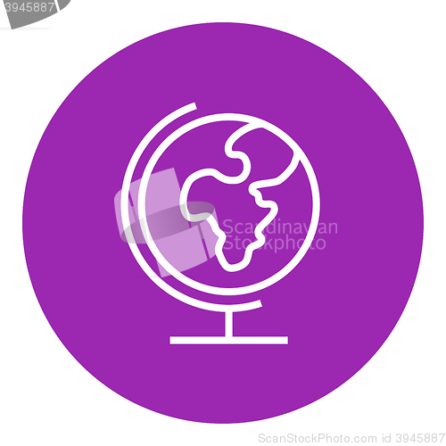 Image of World globe on stand line icon.