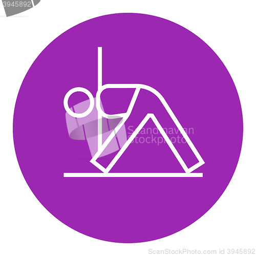 Image of Man practicing yoga line icon.