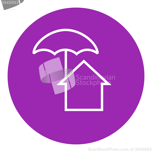 Image of House under umbrella line icon.