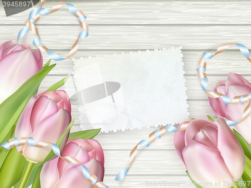 Image of Note with copy space and tulip. EPS 10