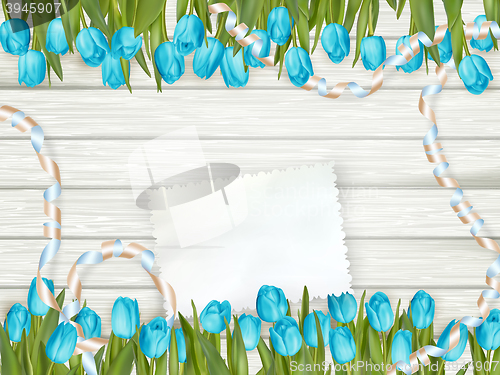 Image of Vintage toned tulips and note paper. EPS 10
