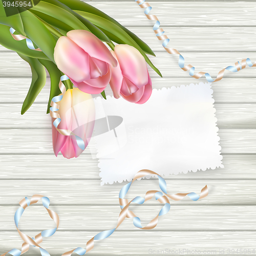 Image of Note with copy space and tulip. EPS 10