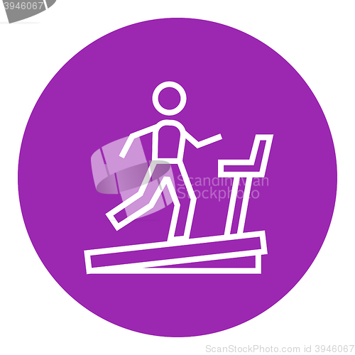 Image of Man running on treadmill line icon.