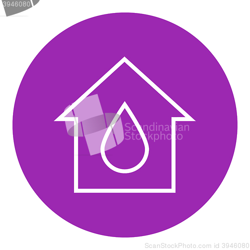 Image of House with water drop line icon.