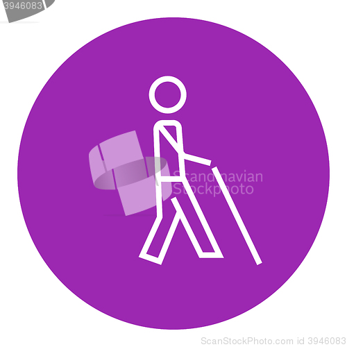 Image of Blind man with stick line icon.