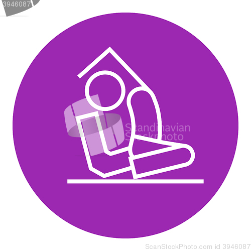 Image of Man practicing yoga line icon.