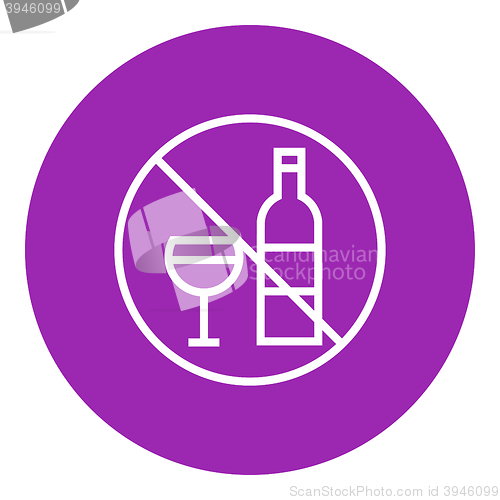 Image of No alcohol sign line icon.