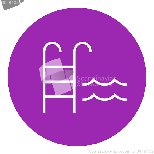 Image of Swimming pool with ladder line icon.