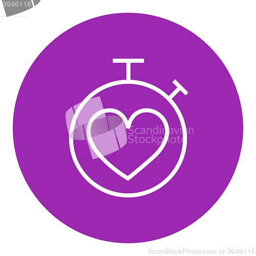 Image of Stopwatch with heart sign line icon.
