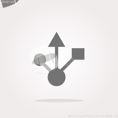 Image of vector USB 2.0 or 3.0 sign icon on glossy button