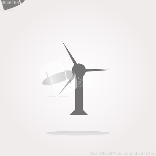 Image of vector wind turbine icon, web button isolated on white