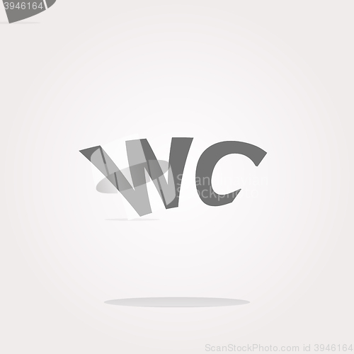 Image of vector wc icon, web button isolated on white