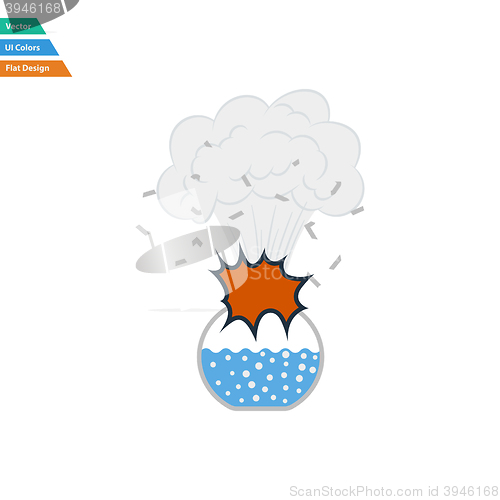 Image of Flat design icon explosion of chemistry flask
