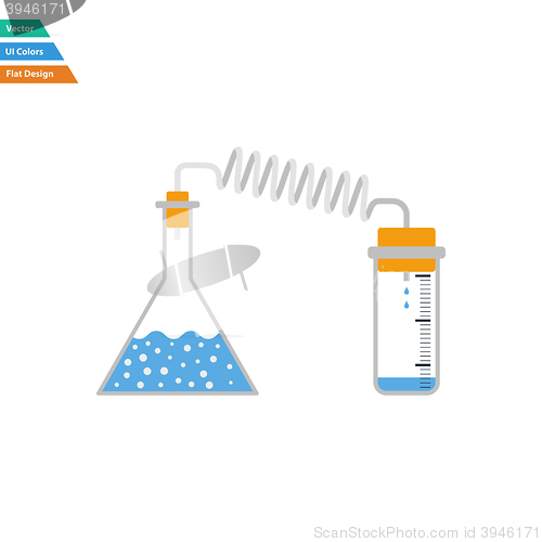 Image of Flat design icon of chemistry reaction with two flask