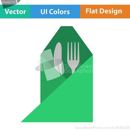 Image of Icon of fork and knife wrapped in napkin