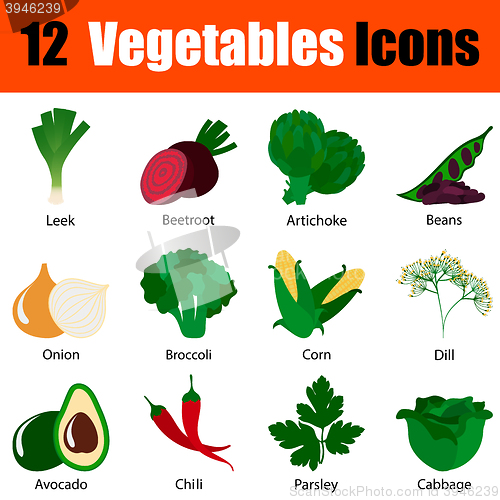 Image of Flat design vegetables icon set