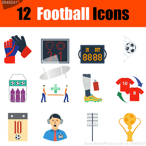 Image of Flat design football icon set