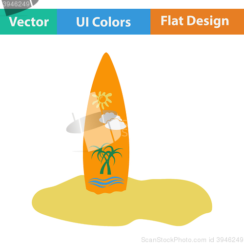 Image of Flat design icon of surfboard