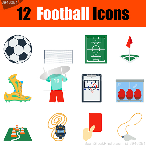 Image of Flat design football icon set