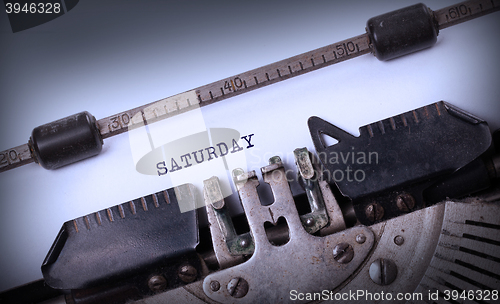 Image of Saturday typography on a vintage typewriter