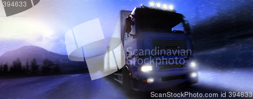 Image of  truck driving on country-road/photographic-retouching