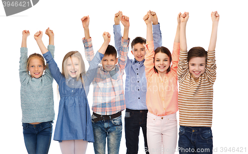 Image of happy children celebrating victory