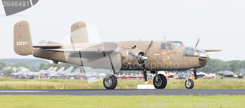 Image of LEEUWARDEN, THE NETHERLANDS - JUNE 10: WW2 B-25 Mitchell bomber 