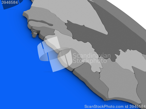 Image of Liberia, Sierra Leone and Guinea on political Earth model