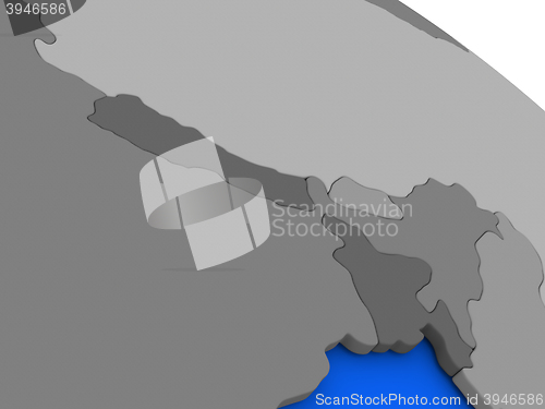 Image of Nepal and Bhutan on political Earth model