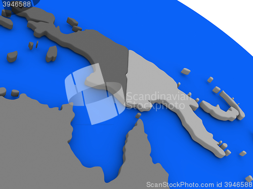 Image of Papua New Guinea on political Earth model