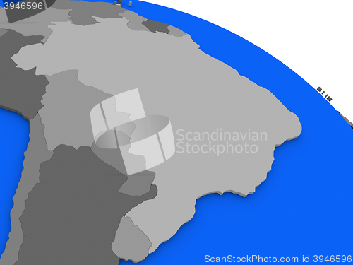 Image of Brazil on political Earth model